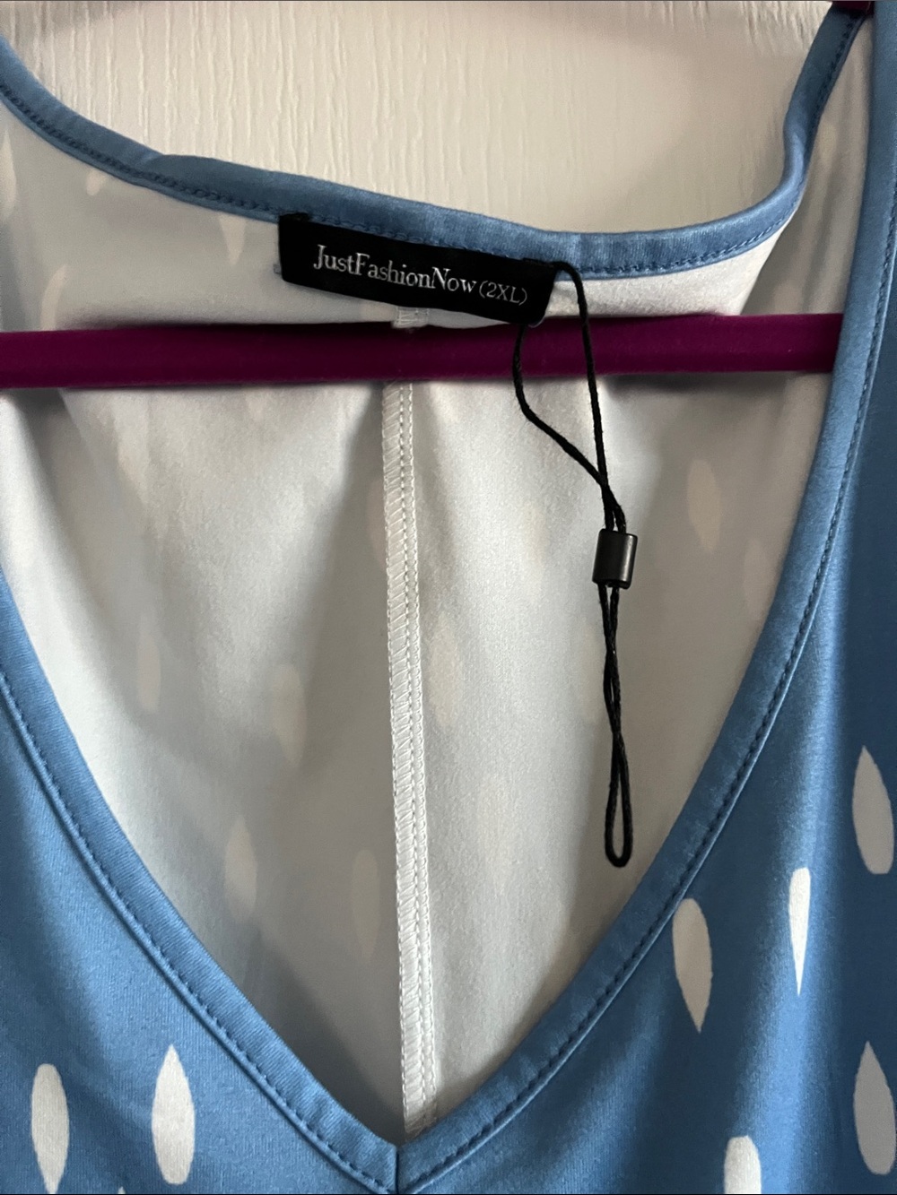 Blue Floral Border V-Neck Mini Dress - Picture 3 of 7